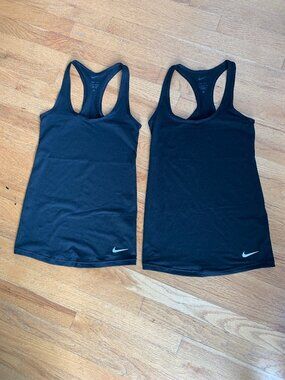 NWOT XS Nike Dri-Fit Bundle of 2 Black Athletic Racerback Tank Tops